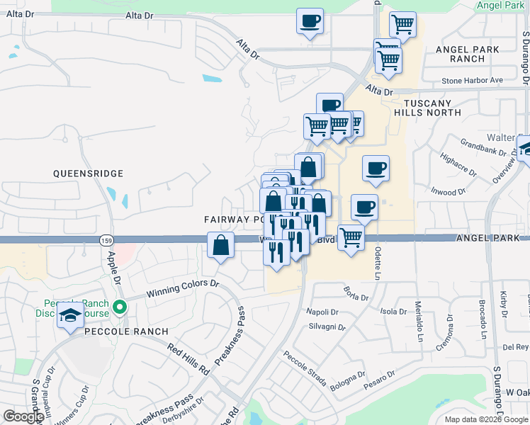 map of restaurants, bars, coffee shops, grocery stores, and more near 988 Paisley Street in Las Vegas