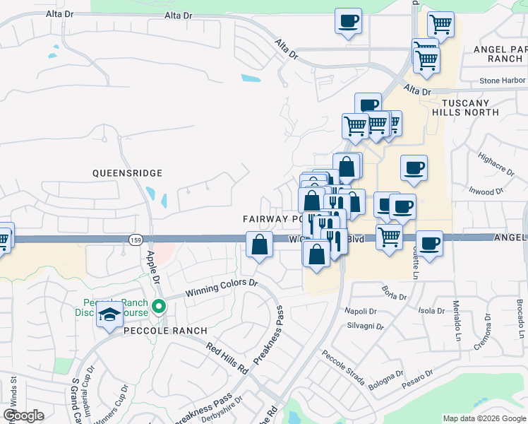 map of restaurants, bars, coffee shops, grocery stores, and more near 937 Bannockburn Street in Las Vegas