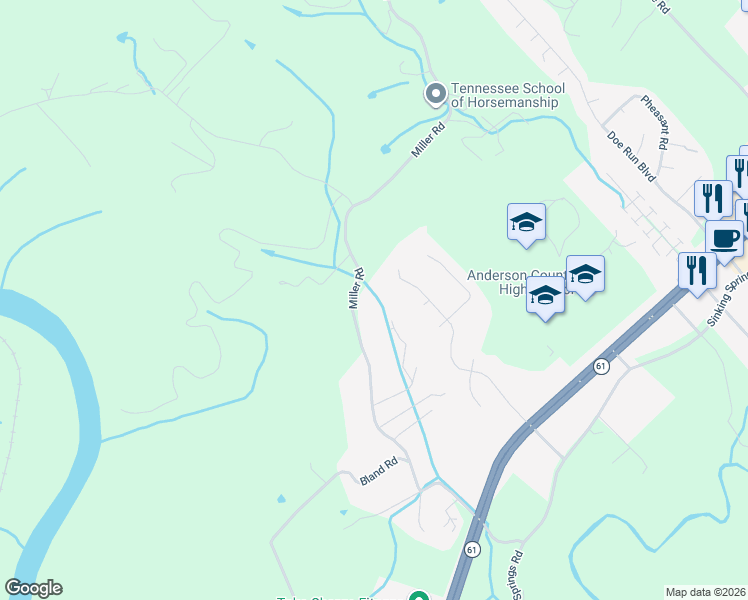 map of restaurants, bars, coffee shops, grocery stores, and more near 502B Miller Road in Clinton