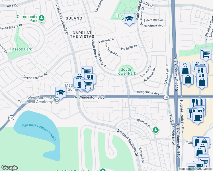 map of restaurants, bars, coffee shops, grocery stores, and more near 1041 Newbold Street in Las Vegas