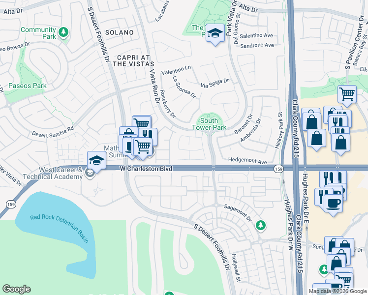 map of restaurants, bars, coffee shops, grocery stores, and more near 11460 Drappo Avenue in Las Vegas