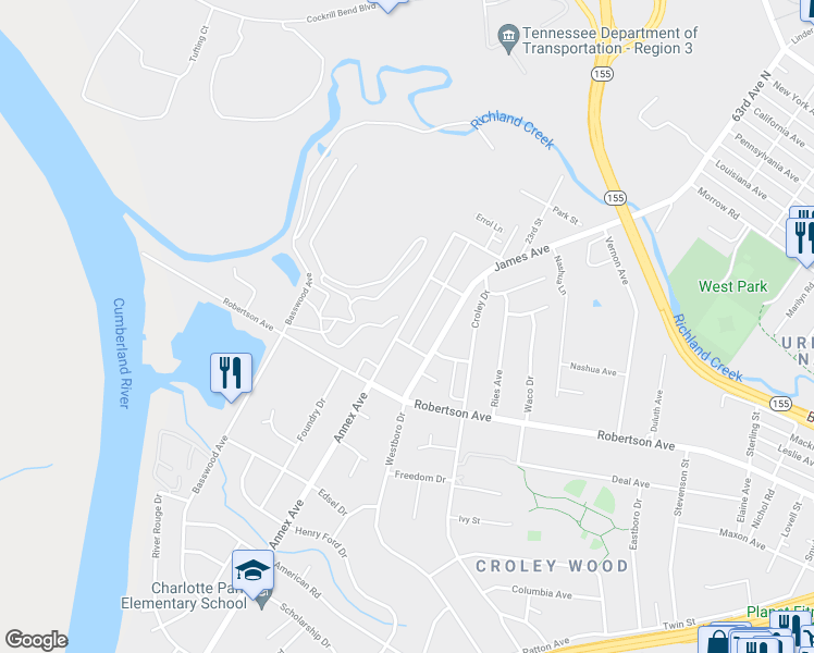 map of restaurants, bars, coffee shops, grocery stores, and more near 622C Annex Avenue in Nashville