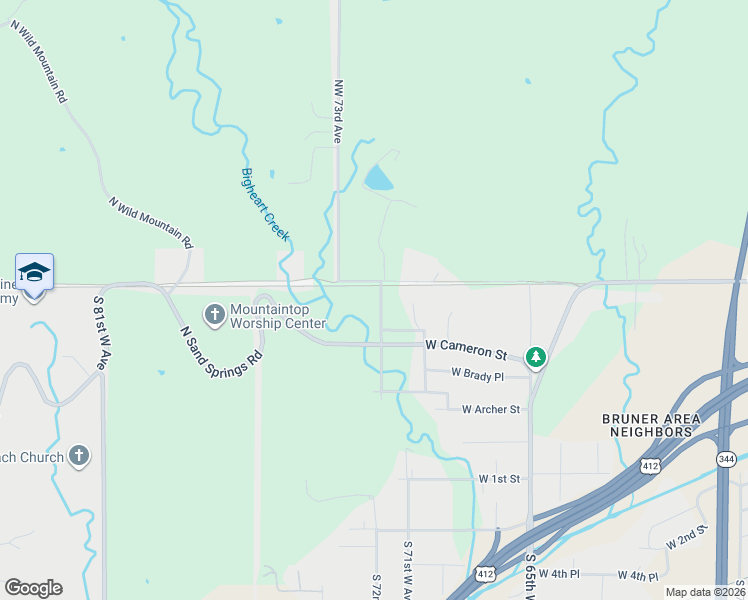 map of restaurants, bars, coffee shops, grocery stores, and more near 528 North 72nd West Avenue in Tulsa