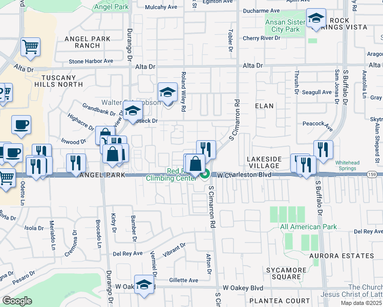 map of restaurants, bars, coffee shops, grocery stores, and more near 8324 West Charleston Boulevard in Las Vegas