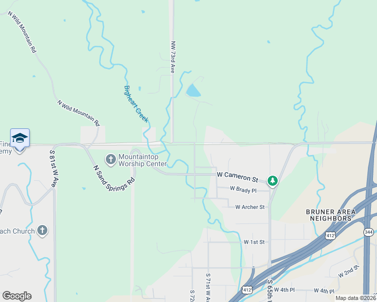 map of restaurants, bars, coffee shops, grocery stores, and more near 528 North 72nd West Avenue in Tulsa