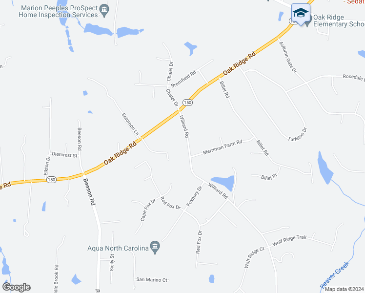 map of restaurants, bars, coffee shops, grocery stores, and more near 5301 Williard Road in Oak Ridge