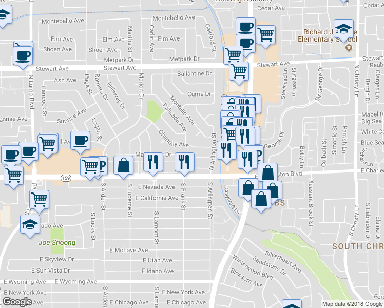 map of restaurants, bars, coffee shops, grocery stores, and more near 4904 Nellie Springs Court in Las Vegas
