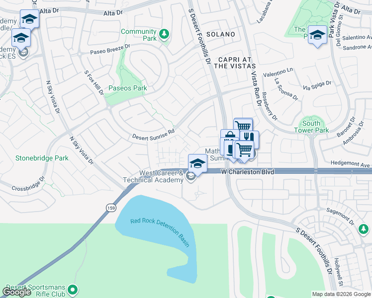 map of restaurants, bars, coffee shops, grocery stores, and more near 1020 Larkspur Point Court in Las Vegas