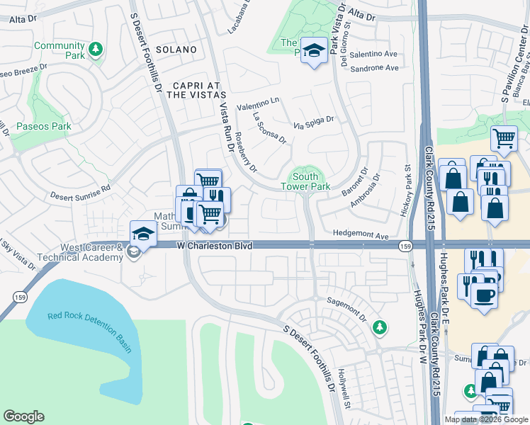 map of restaurants, bars, coffee shops, grocery stores, and more near 11460 Drappo Avenue in Las Vegas