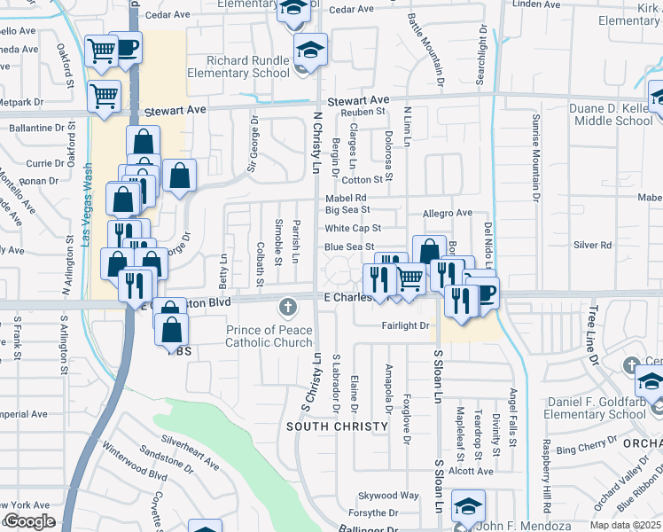 map of restaurants, bars, coffee shops, grocery stores, and more near 5548 Orchard Lane in Las Vegas