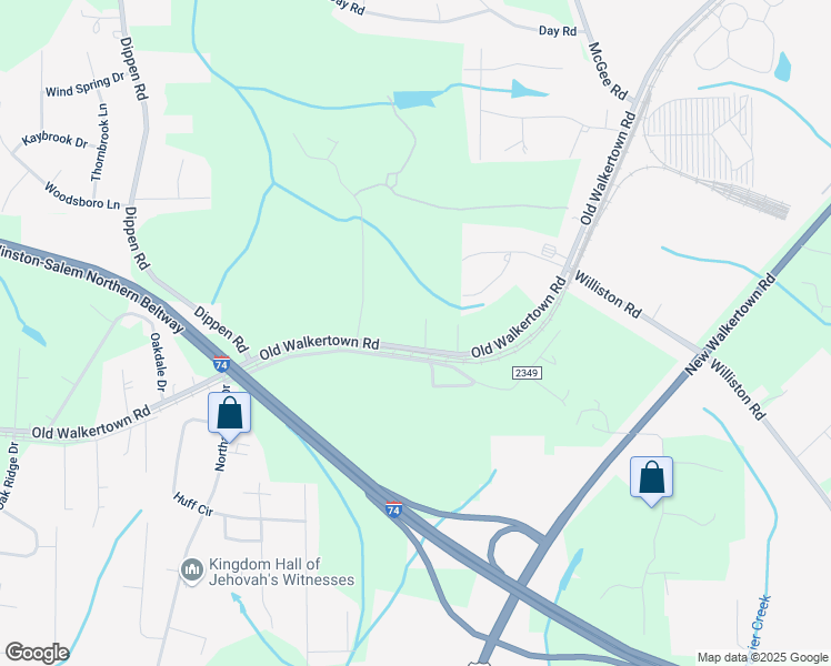 map of restaurants, bars, coffee shops, grocery stores, and more near 5416 Old Walkertown Road in Winston-Salem