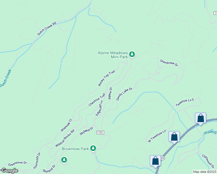 map of restaurants, bars, coffee shops, grocery stores, and more near 788 Chestnut Ridge Trail in Seven Devils