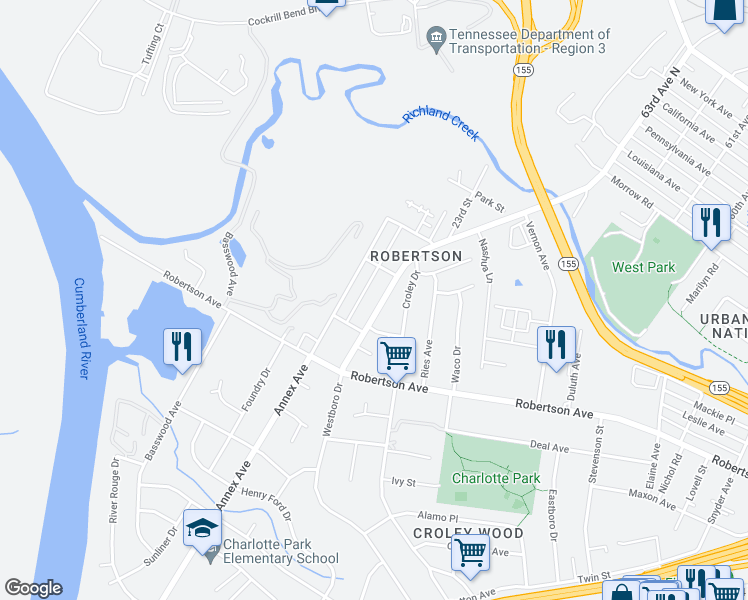 map of restaurants, bars, coffee shops, grocery stores, and more near 631A James Avenue in Nashville