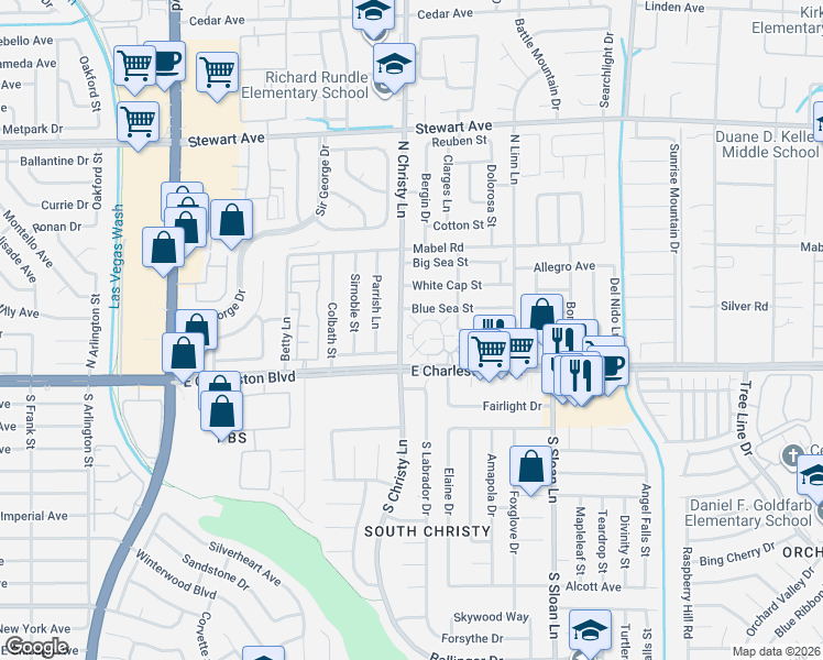 map of restaurants, bars, coffee shops, grocery stores, and more near 5545 Orchard Lane in Las Vegas