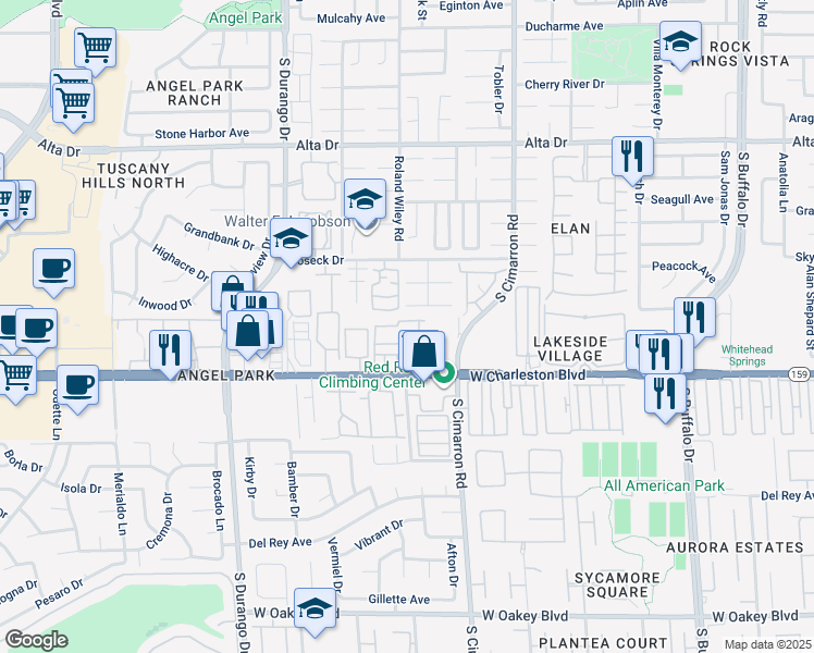map of restaurants, bars, coffee shops, grocery stores, and more near 8324 West Charleston Boulevard in Las Vegas