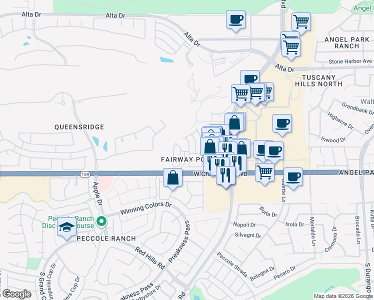map of restaurants, bars, coffee shops, grocery stores, and more near 988 Paisley Street in Las Vegas