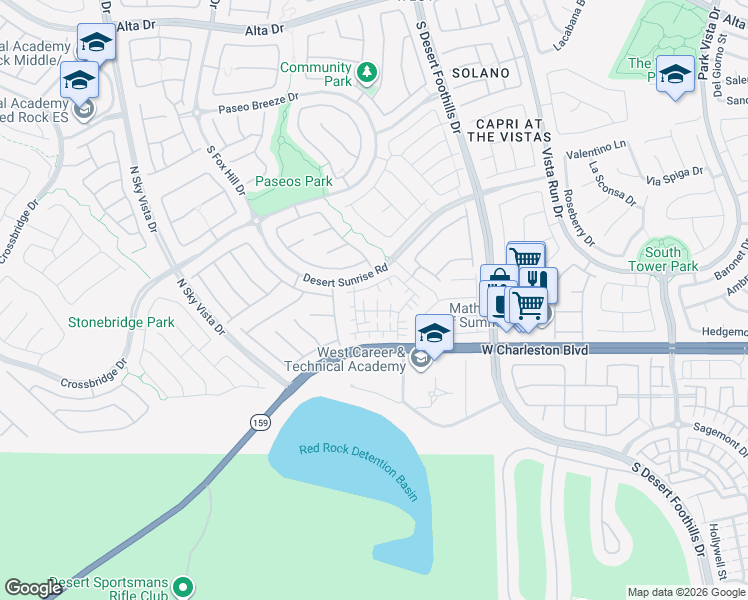 map of restaurants, bars, coffee shops, grocery stores, and more near 1021 Campo Seco Court in Las Vegas