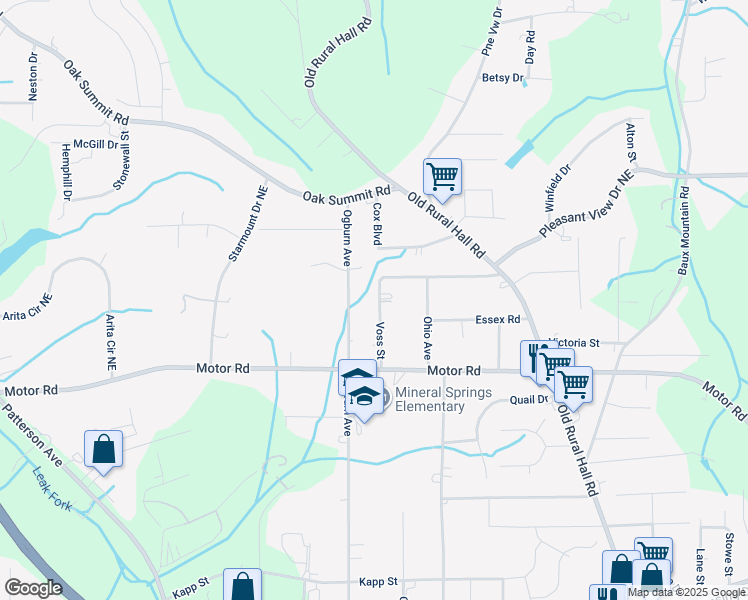 map of restaurants, bars, coffee shops, grocery stores, and more near 5010 Voss Street in Winston-Salem