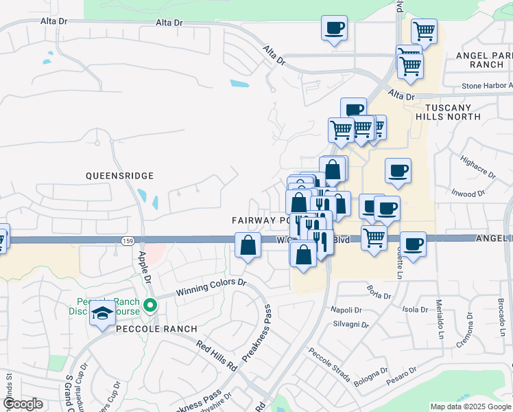 map of restaurants, bars, coffee shops, grocery stores, and more near 937 Bannockburn Street in Las Vegas