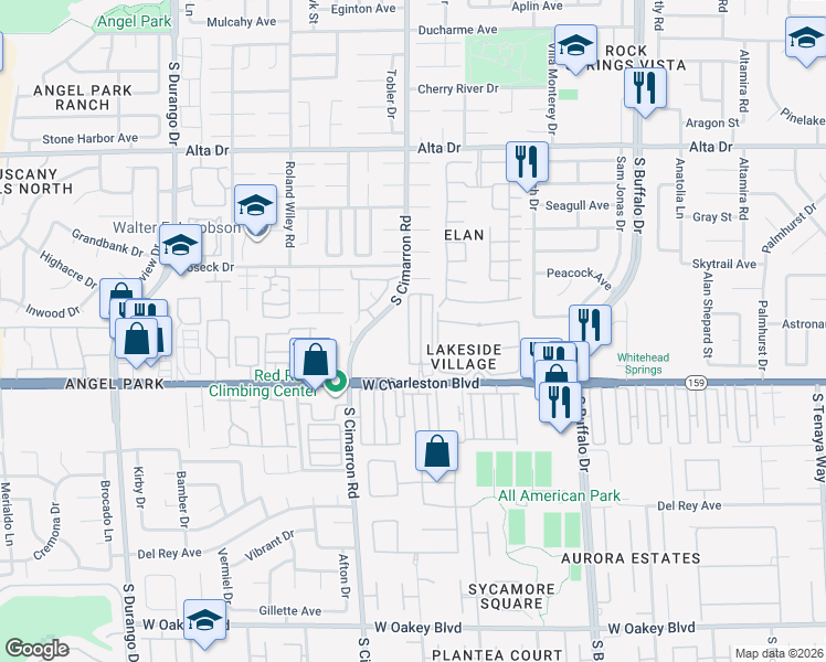 map of restaurants, bars, coffee shops, grocery stores, and more near 1024 Sun wood Drive in Las Vegas