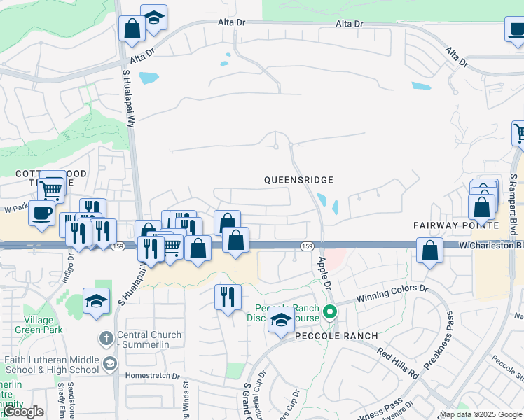 map of restaurants, bars, coffee shops, grocery stores, and more near 9633 Gavin Stone Avenue in Las Vegas