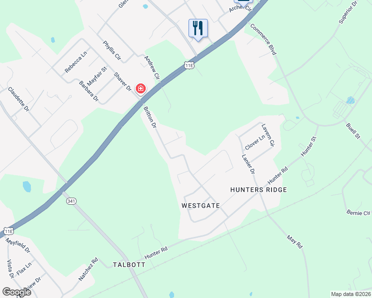 map of restaurants, bars, coffee shops, grocery stores, and more near 297 Britton Drive in Talbott