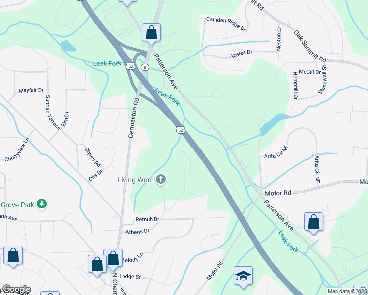 map of restaurants, bars, coffee shops, grocery stores, and more near 4963 Trent Hill Drive in Winston-Salem