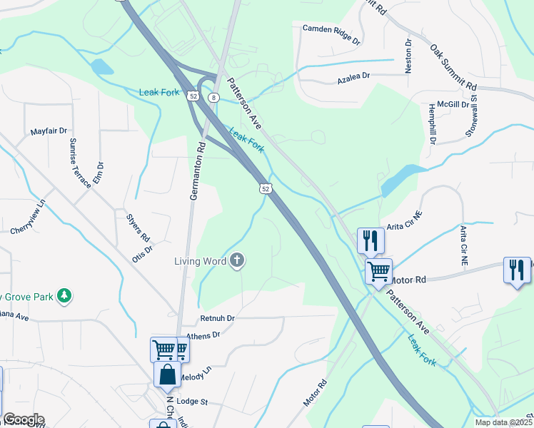 map of restaurants, bars, coffee shops, grocery stores, and more near 4983 Trent Hill Drive in Winston-Salem