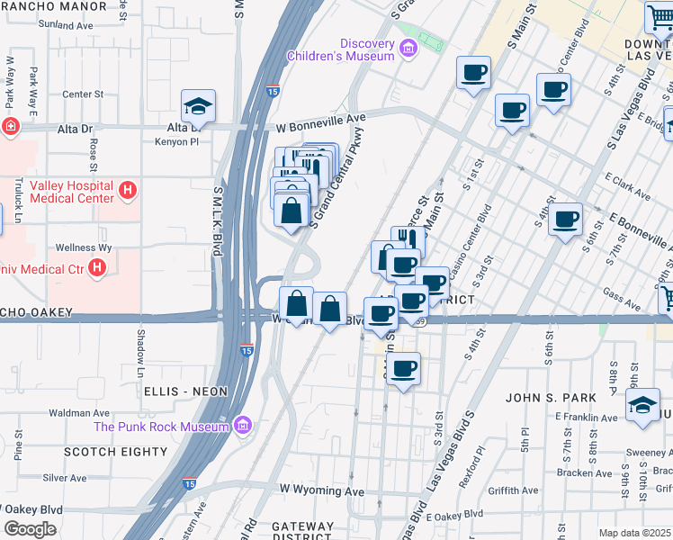 map of restaurants, bars, coffee shops, grocery stores, and more near Iron Horse Court in Las Vegas
