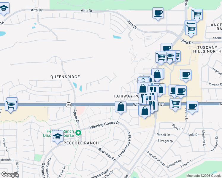 map of restaurants, bars, coffee shops, grocery stores, and more near 904 Pont Chartrain Drive in Las Vegas