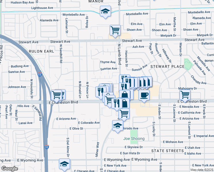 map of restaurants, bars, coffee shops, grocery stores, and more near 4257 Hampshire Green Court in Las Vegas