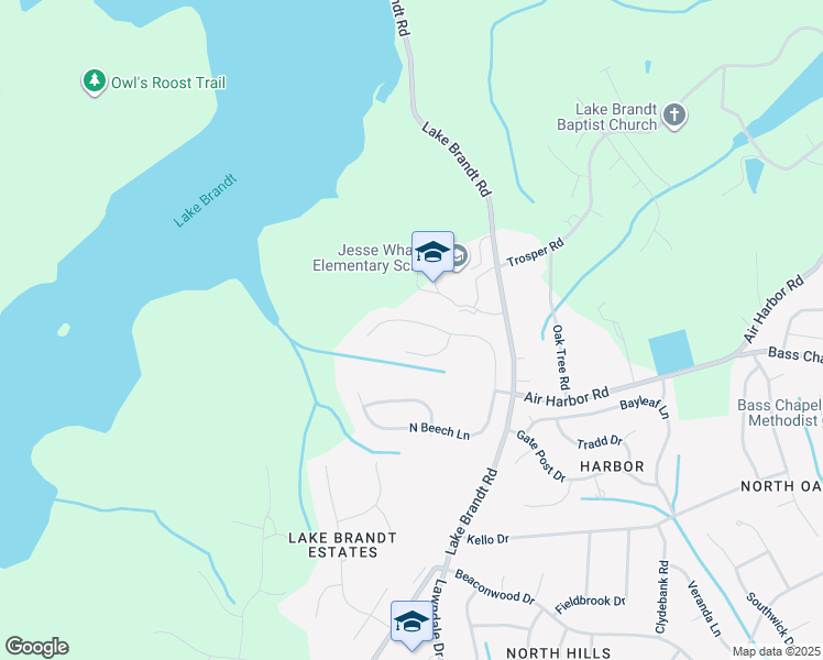 map of restaurants, bars, coffee shops, grocery stores, and more near 2531 North Beech Lane in Greensboro