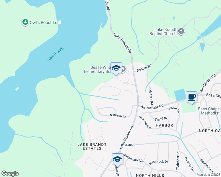 map of restaurants, bars, coffee shops, grocery stores, and more near 2531 North Beech Lane in Greensboro