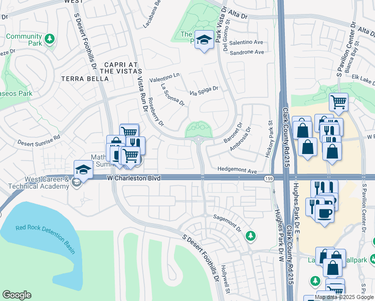 map of restaurants, bars, coffee shops, grocery stores, and more near 1017 Brinkman Street in Las Vegas