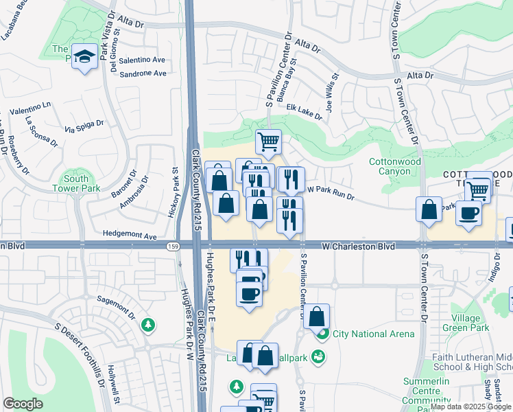map of restaurants, bars, coffee shops, grocery stores, and more near 10870 W Charleston Blvd in Las Vegas