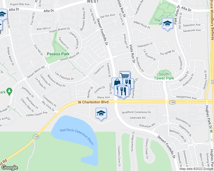 map of restaurants, bars, coffee shops, grocery stores, and more near 11824 Orense Drive in Las Vegas