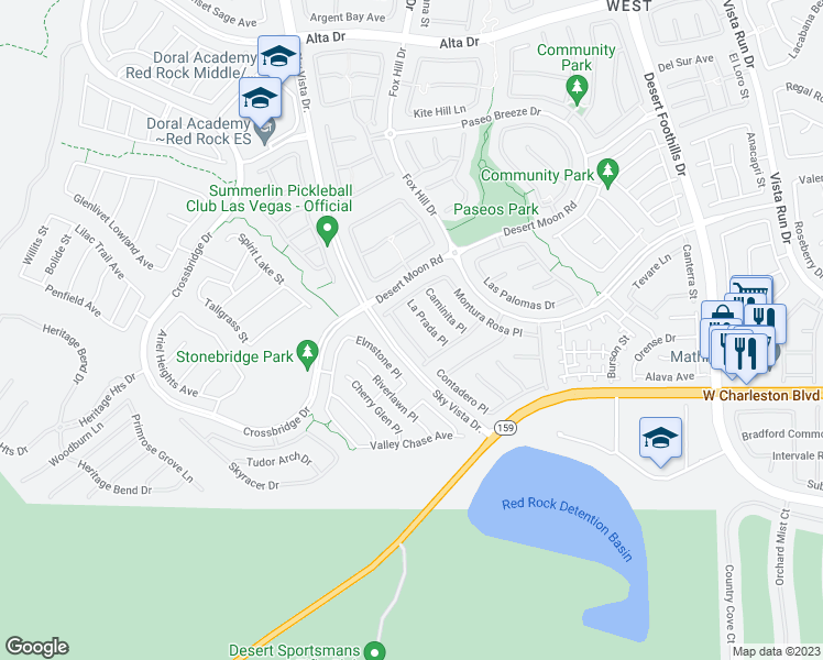 map of restaurants, bars, coffee shops, grocery stores, and more near 12266 Bluebird Canyon Place in Las Vegas