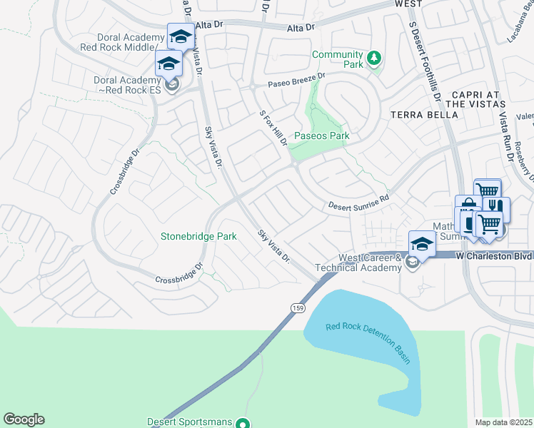 map of restaurants, bars, coffee shops, grocery stores, and more near 12266 Bluebird Canyon Place in Las Vegas