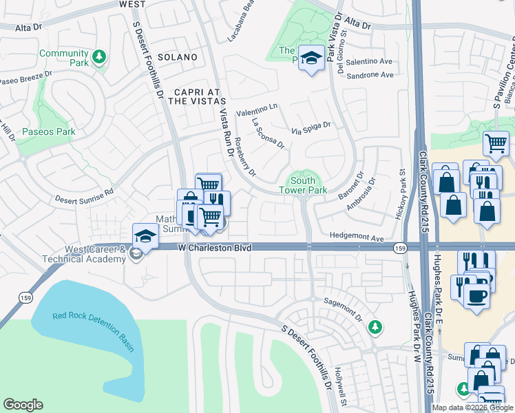 map of restaurants, bars, coffee shops, grocery stores, and more near 1021 Newbold Street in Las Vegas