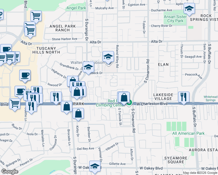 map of restaurants, bars, coffee shops, grocery stores, and more near 8400 West Charleston Boulevard in Las Vegas