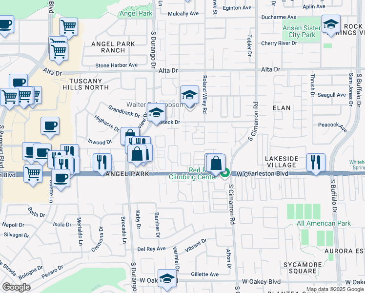 map of restaurants, bars, coffee shops, grocery stores, and more near 8400 West Charleston Boulevard in Las Vegas