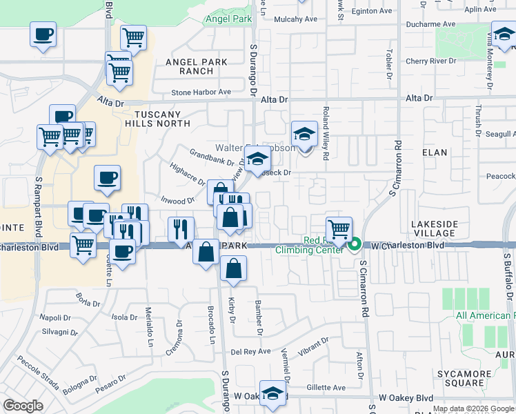 map of restaurants, bars, coffee shops, grocery stores, and more near 900 Heavenly Hill Court in Las Vegas