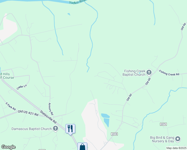 map of restaurants, bars, coffee shops, grocery stores, and more near 596 Holland Woods Road in Wilkesboro