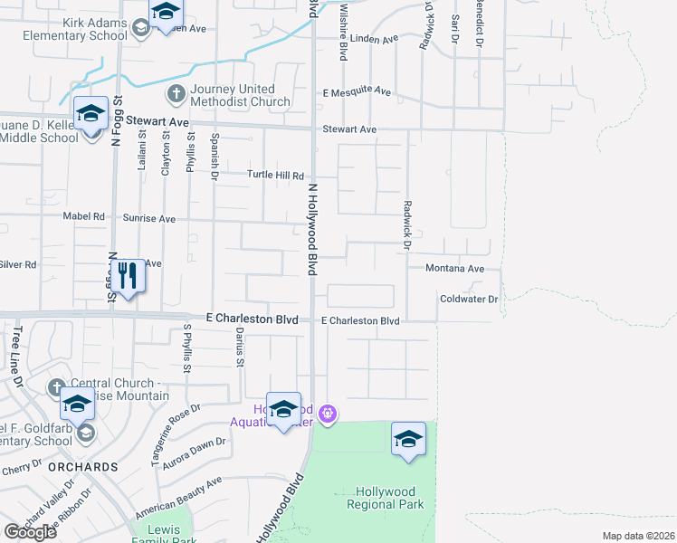 map of restaurants, bars, coffee shops, grocery stores, and more near 107 Ortiz Court in Las Vegas