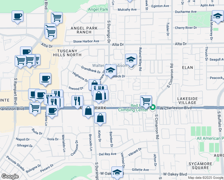 map of restaurants, bars, coffee shops, grocery stores, and more near 900 Heavenly Hill Court in Las Vegas