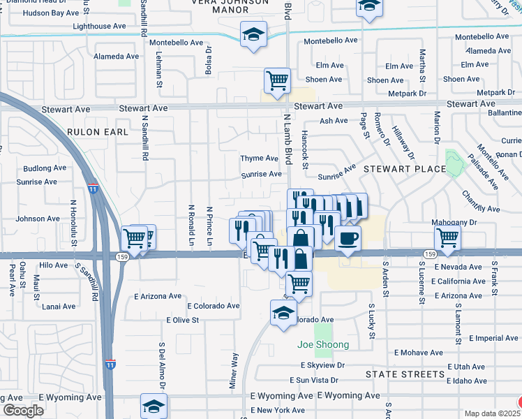 map of restaurants, bars, coffee shops, grocery stores, and more near 4237 Brockton Green Court in Las Vegas