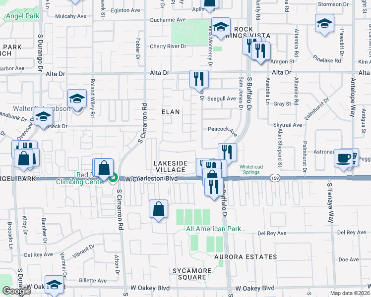 map of restaurants, bars, coffee shops, grocery stores, and more near 7820 Sailboat Lane in Las Vegas