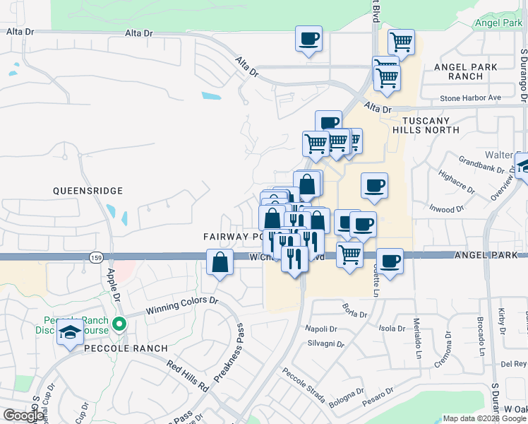map of restaurants, bars, coffee shops, grocery stores, and more near 964 Coatbridge Street in Las Vegas