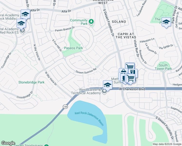 map of restaurants, bars, coffee shops, grocery stores, and more near 12052 Hathaway Pines Drive in Las Vegas