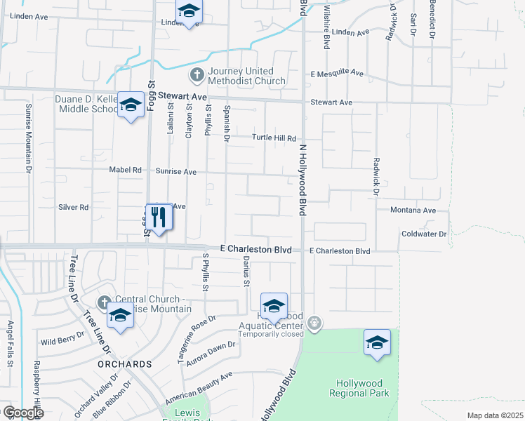 map of restaurants, bars, coffee shops, grocery stores, and more near 6596 Secluded Avenue in Las Vegas